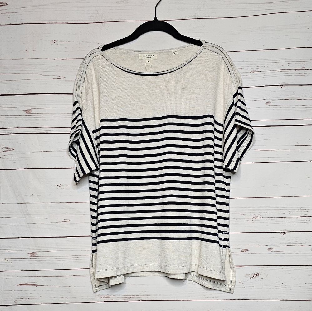 Max Studio Boat Neck Striped Top